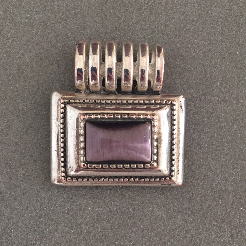 Silvertone and Purple Pendant